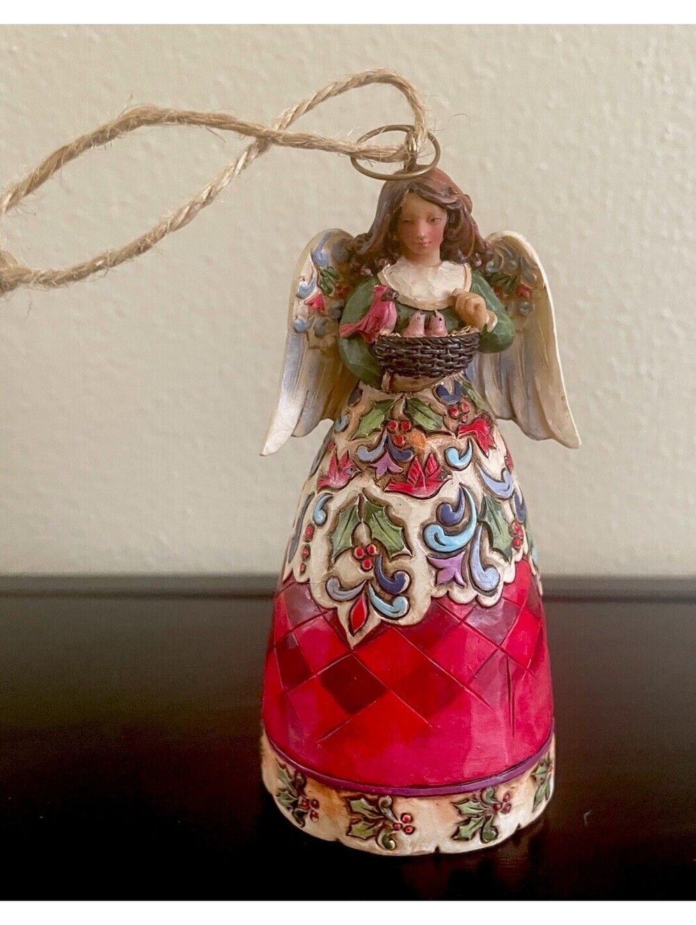 Jim Shore Enesco Christmas Ornament Angel & Cardinals Winter On The Wing 2010